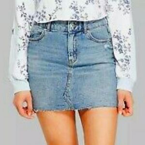 Wild Fable Denim Distressed Raw Edge Mini Size 14 NWOT